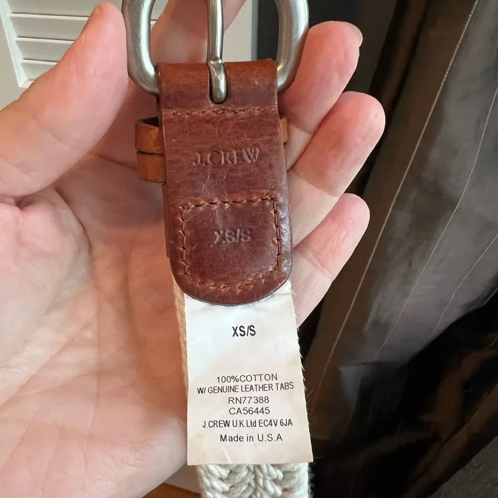 J. Crew Leather and Cotton Belt with Silver Buckle